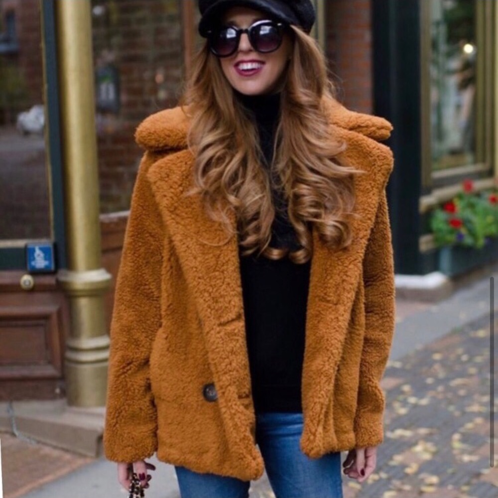 MUST HAVE women’s lined sherpa warm fluffy fall winter peacoat - Picture 4 of 5